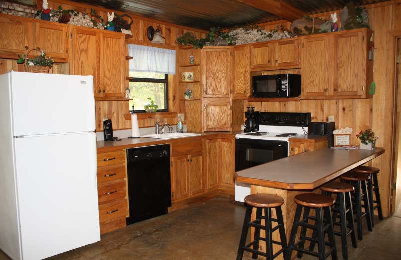 Rabbit Lodge kitchen at Heath Valley Cabins.