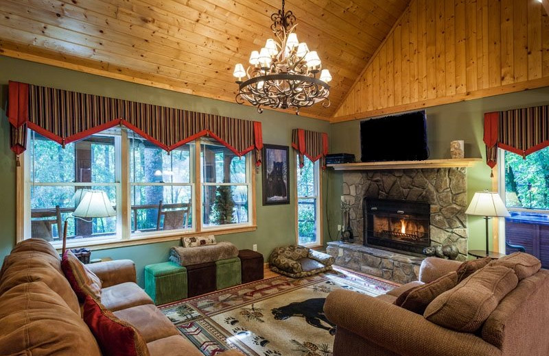 Cabin living room at Mountain Oasis Cabin Rentals.