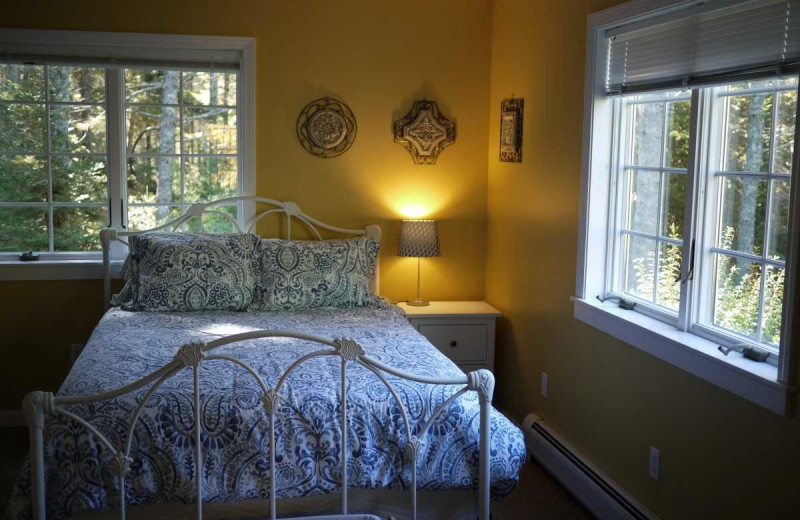 Rental bedroom at Acadia Cottage Rentals.