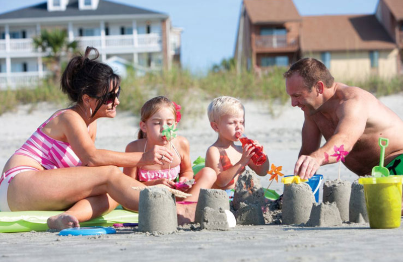 Family on Myrtle Beach at Mar Vista Resort Grande.
