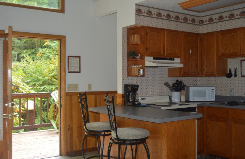 Rental kitchen at Stay Waterfront - Cheat River Lodge & Cabins.