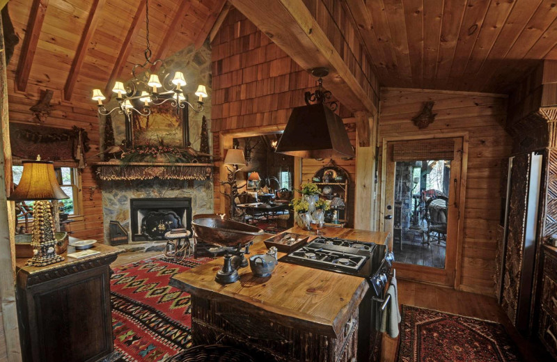 Cabin kitchen at Sliding Rock Cabins.