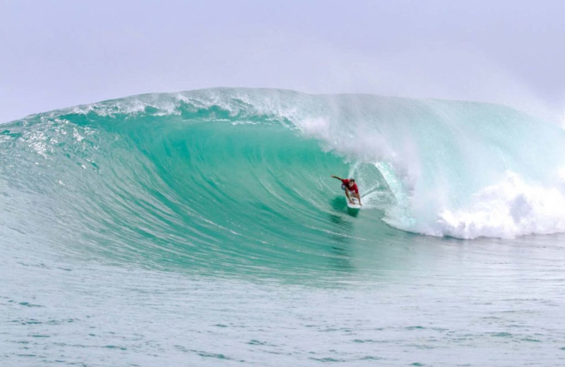 Surfing at Bocas Bali Resort.