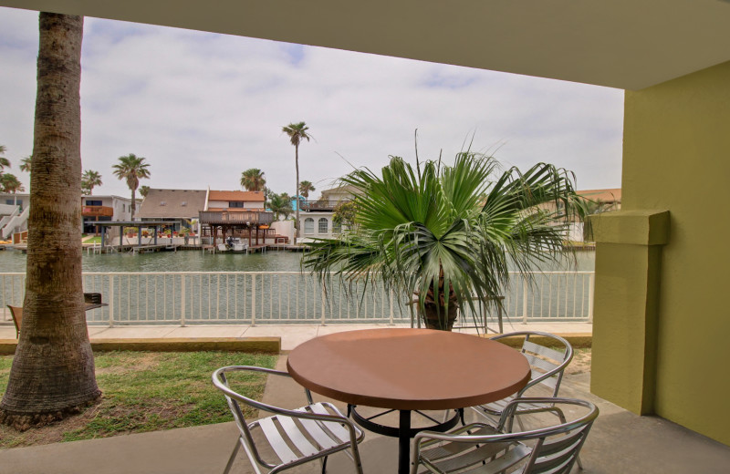 Guest patio at WindWater Hotel & Resort.