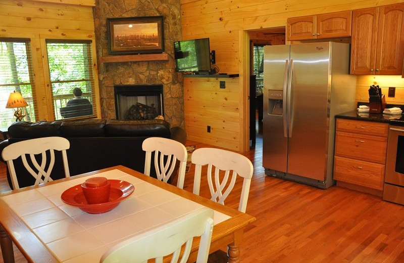 Cabin living room at Great Smokys Cabin Rentals.