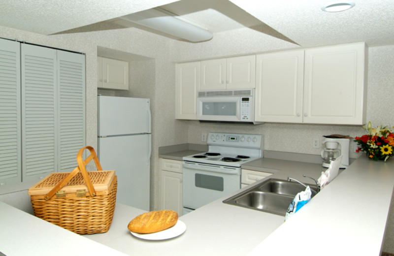 Vacation rental kitchen at Grande Shores Ocean Resort.