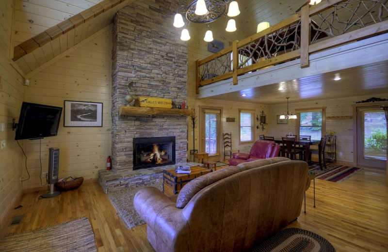 Rental living room at Nevaeh Cabin Rentals.