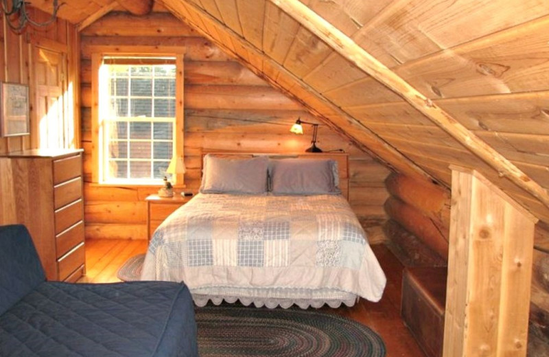 Cabin bedroom at Olympic View Cabins.