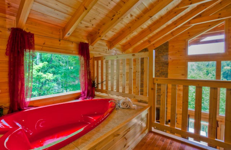 Cabin hot tub at The Cabin Rental Store.