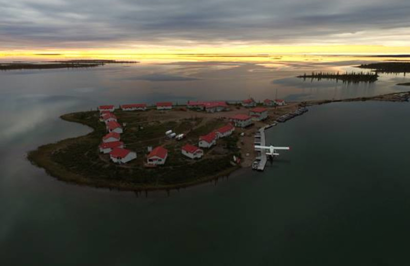 Aerial view of lodging at Plummer's Arctic Fishing Lodges.