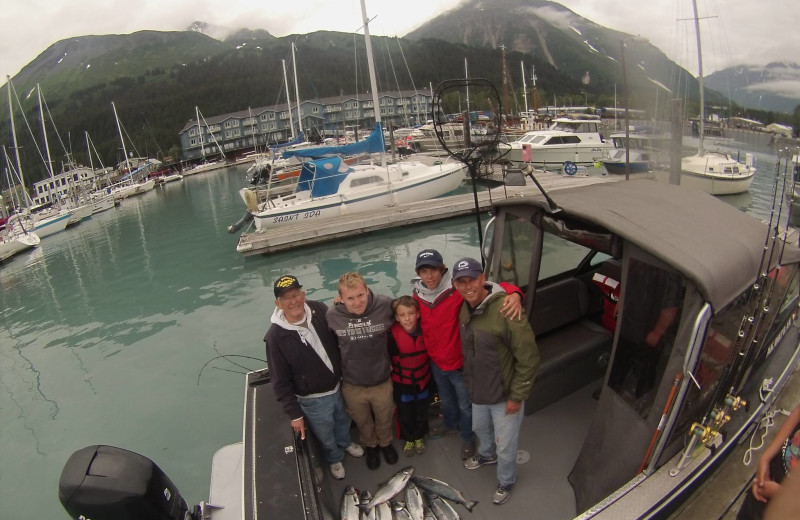 Family fishing at Trail Lake Lodge.