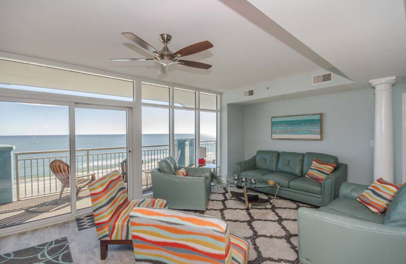 Rental living room at Beach Vacations.