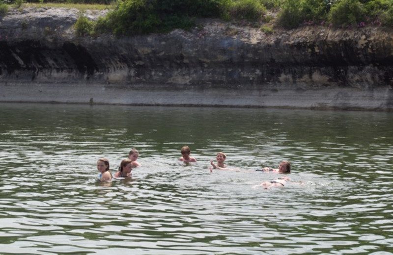 Swimming in lake at Cliffview Resort.