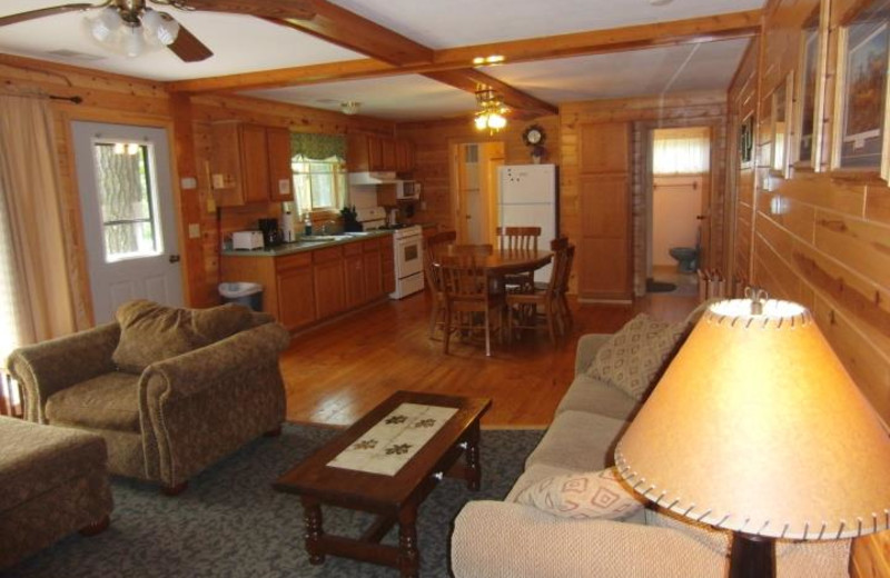 Cabin living room at Acorn Hill Resort.