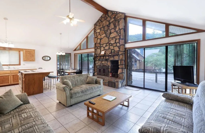 Cabin living room at Newlands Lodge.