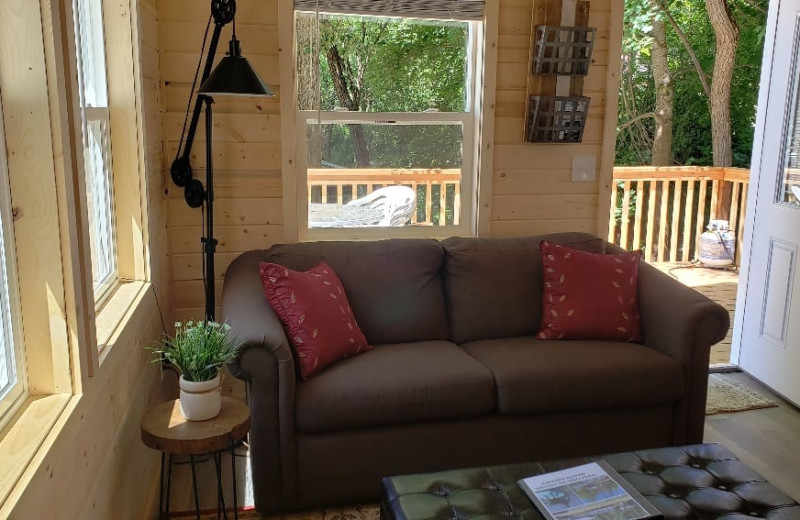 Cabin living room at Silver Beach Resort.
