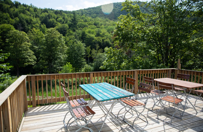Guest balcony at Clear River Inn.