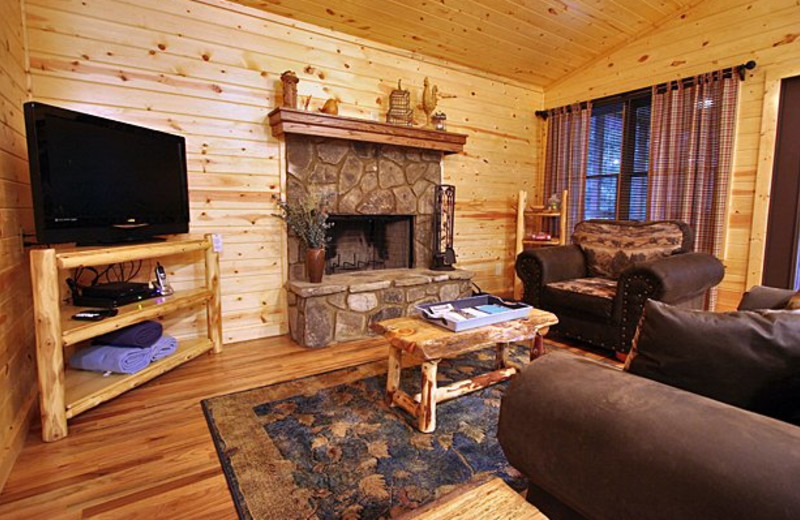 Cabin living room at Sautee Resorts.