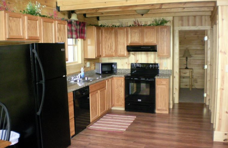 Cabin kitchen at Harman's Luxury Log Cabins.