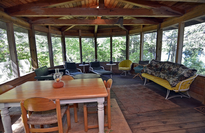 Cabin porch at North Country Vacation Rentals.