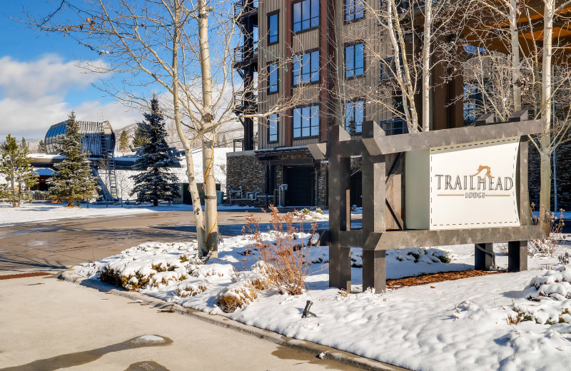 Winter exterior at Trailhead Lodge.