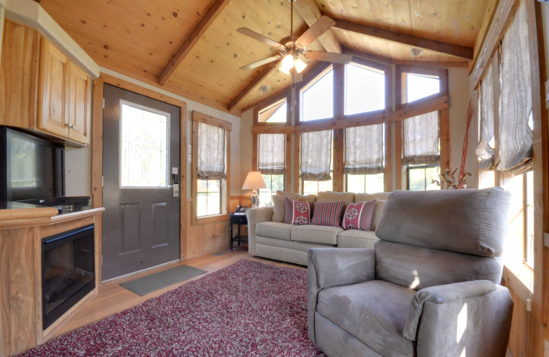 Cottage living room at Mill Creek Ranch Resort.