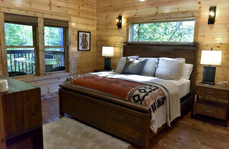 Rental bedroom at White Glove Luxury Cabins.