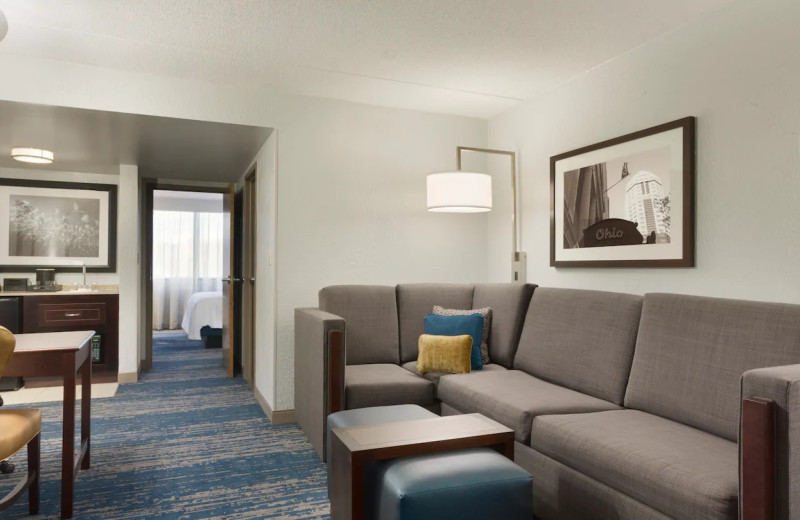 Guest room at Embassy Suites Columbus.