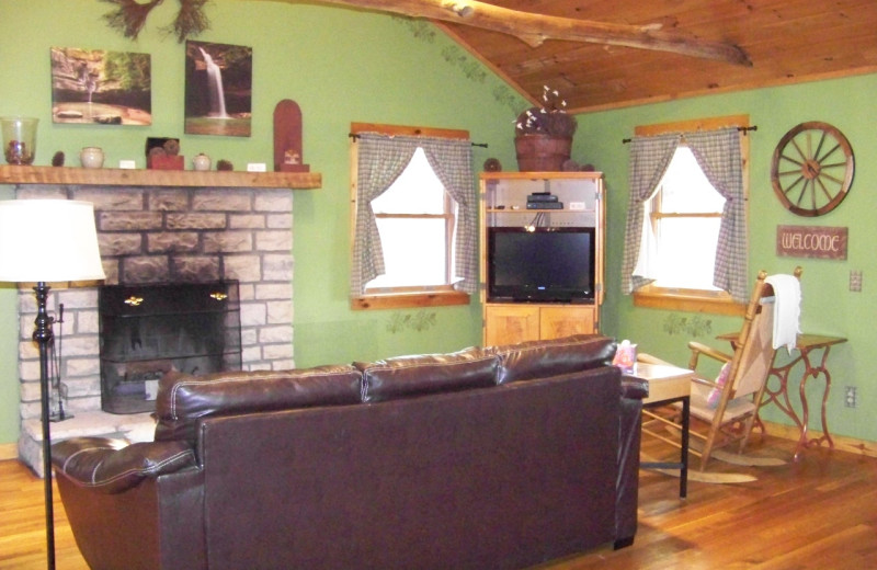 Cabin living room at Hocking Hills Cabins.