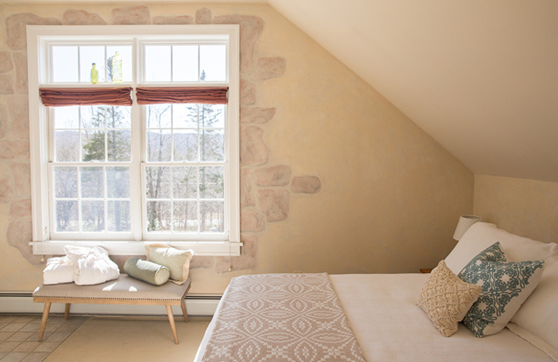 Guest room at The Red Clover Inn & Restaurant.