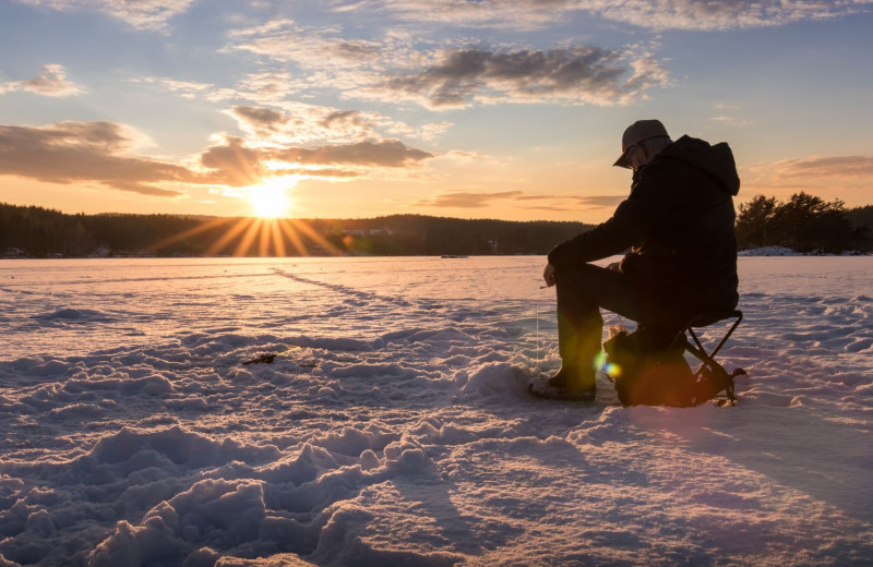 Ice fishing at Crooked Lake Resort.