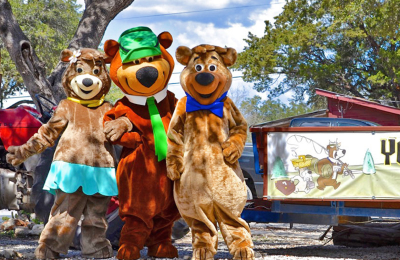 Mascots at Yogi Bear's Jellystone Park Hill Country.