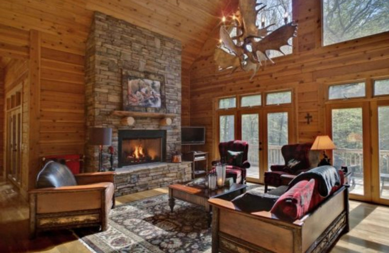 Cabin living room at Georgia Mountain Cabin Rentals.