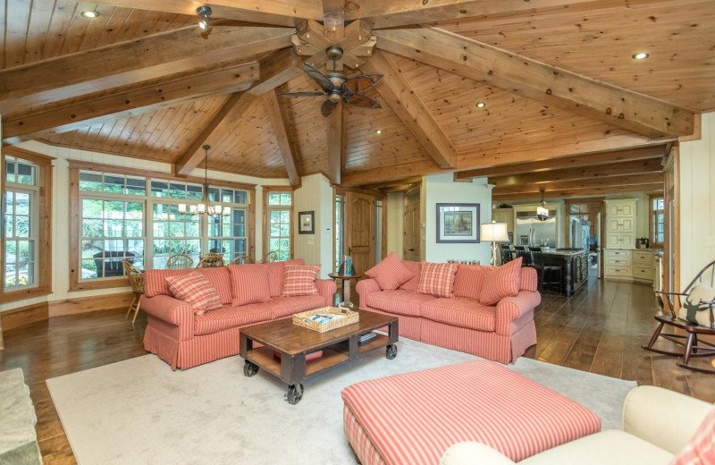 Rental living room at Muskoka District Rentals.
