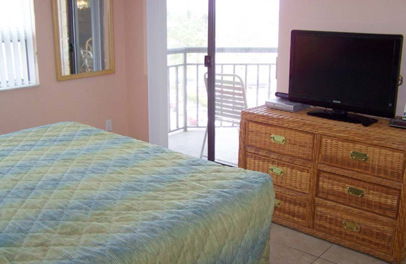 Rental bedroom at Gulf Strand Resort.