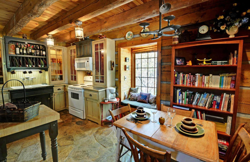 Cabin kitchen at Sliding Rock Cabins.