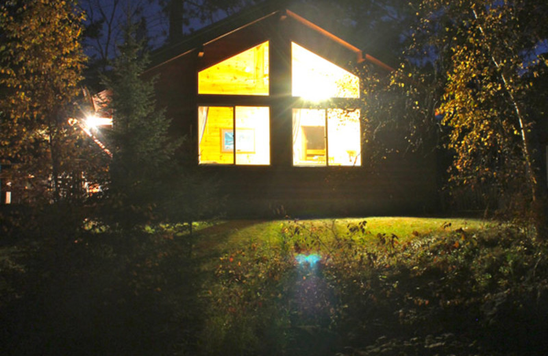 Exterior Night Cabin View at Pehrson Lodge Resort