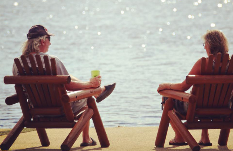 Relaxing on the beach at Elbow Lake Lodge.