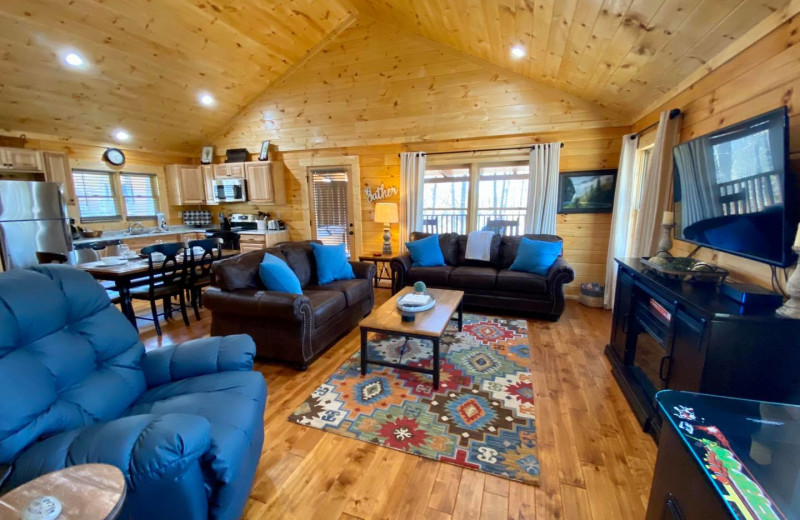 Cabin living room at Little Valley Mountain Resort.