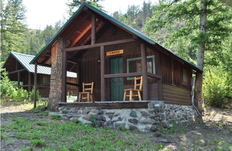 Cabin exterior at Crossed Sabres Ranch.
