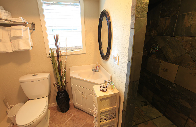 Guest bathroom at Rainey Day Resort.