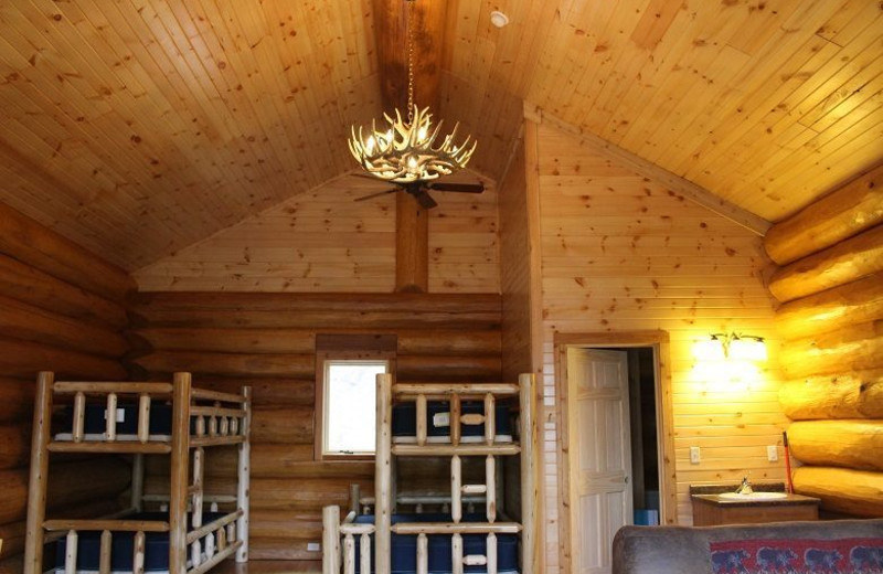 Cabin bunk beds at Aqua Log Cabin Resort.