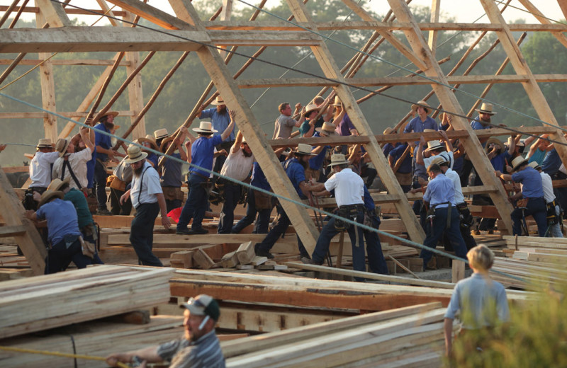 Amish barn raising at Berlin Hotel & Suites.