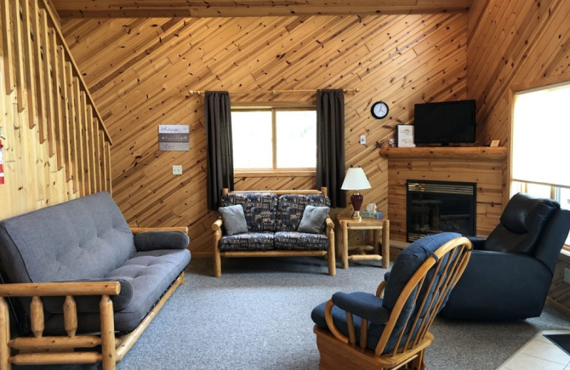Cabin living room at Lakecrest Resort.