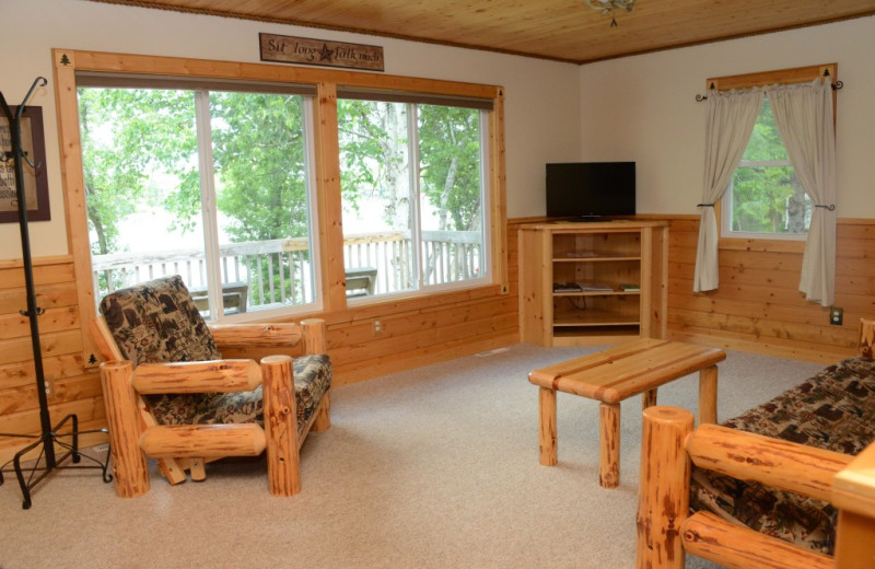 Cabin living room at Riverside Resort.