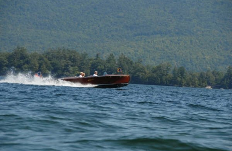 Boating on the lake at Diamond Cove Cottages.