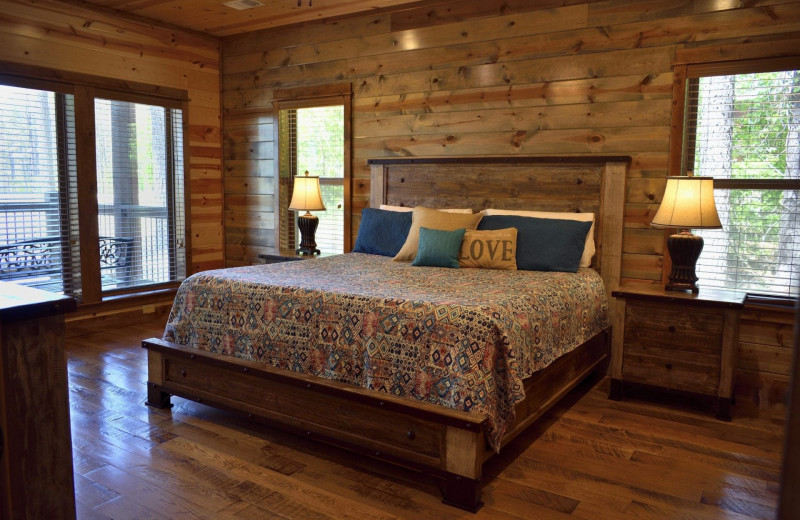 Rental bedroom at White Glove Luxury Cabins.