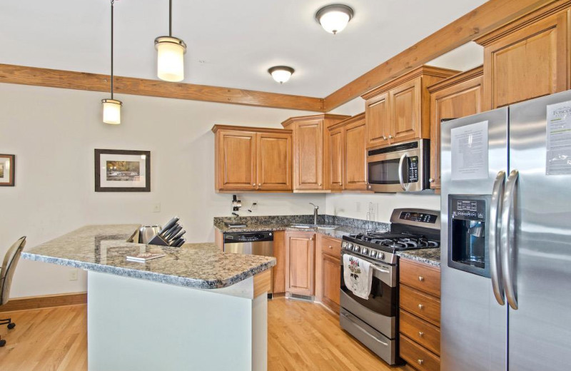 Rental kitchen at Foscoe Rentals.