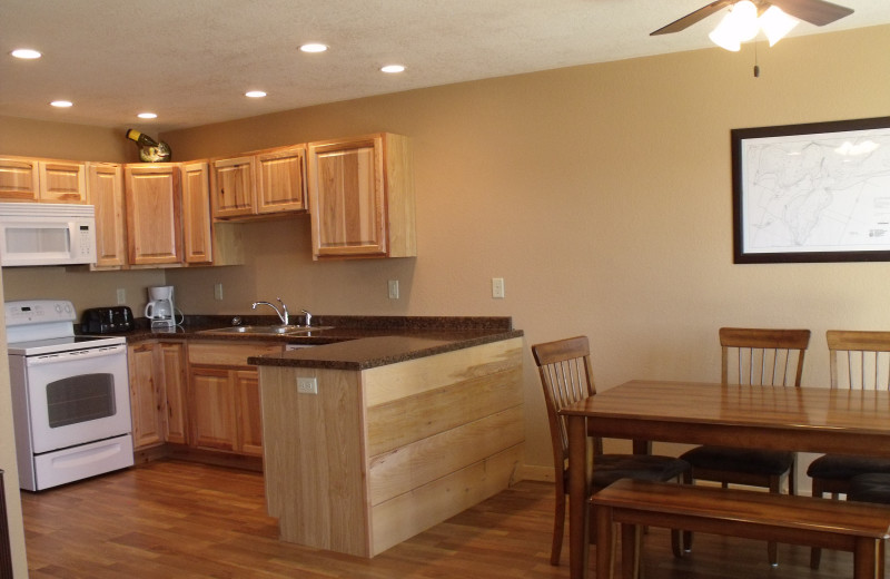 Cabin kitchen at Bonnie Beach Resort.