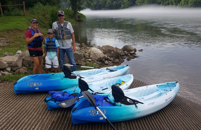 Kayaking at Lemley's Cedar Rock Inn.